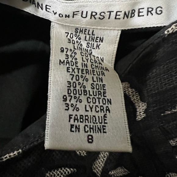 Diane Von Furstenberg 8 Linen Silk Floral Lace Pencil Skirt Y3 - Picture 5 of 5